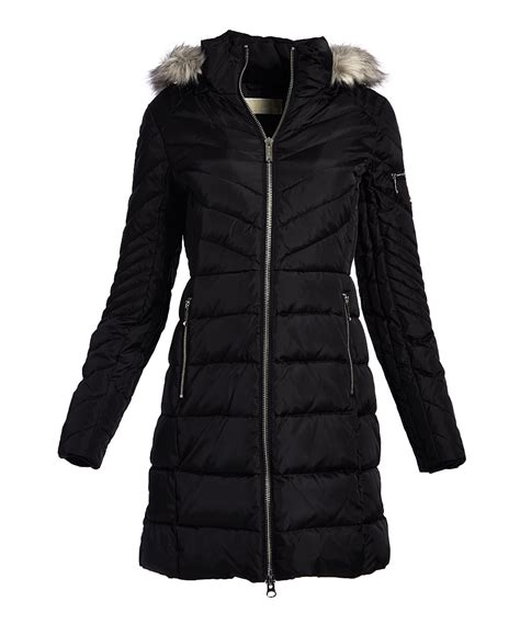 michael kors black white embroidered coat|Michael Kors winter puffer coats.